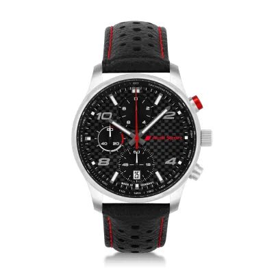 Ceas cronograf Audi Sport – cadran carbon, piele naturala, 42 mm - CarFun.ro - Accesorii Originale