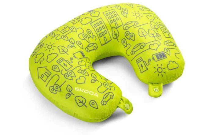 Perna de calatorie 2 - in - 1 Skoda, verde Mamba/gri, cu motive pentru copii - CarFun.ro - Accesorii Originale
