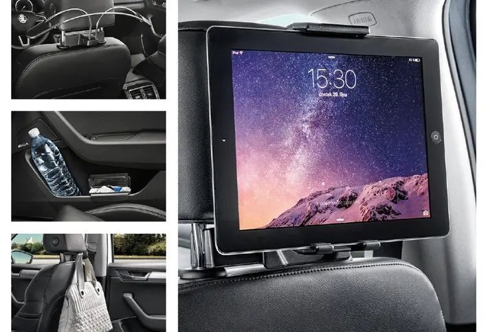Set accesorii confort Skoda – suport tableta, umeras, carlig si cos de gunoi - CarFun.ro - Accesorii Originale