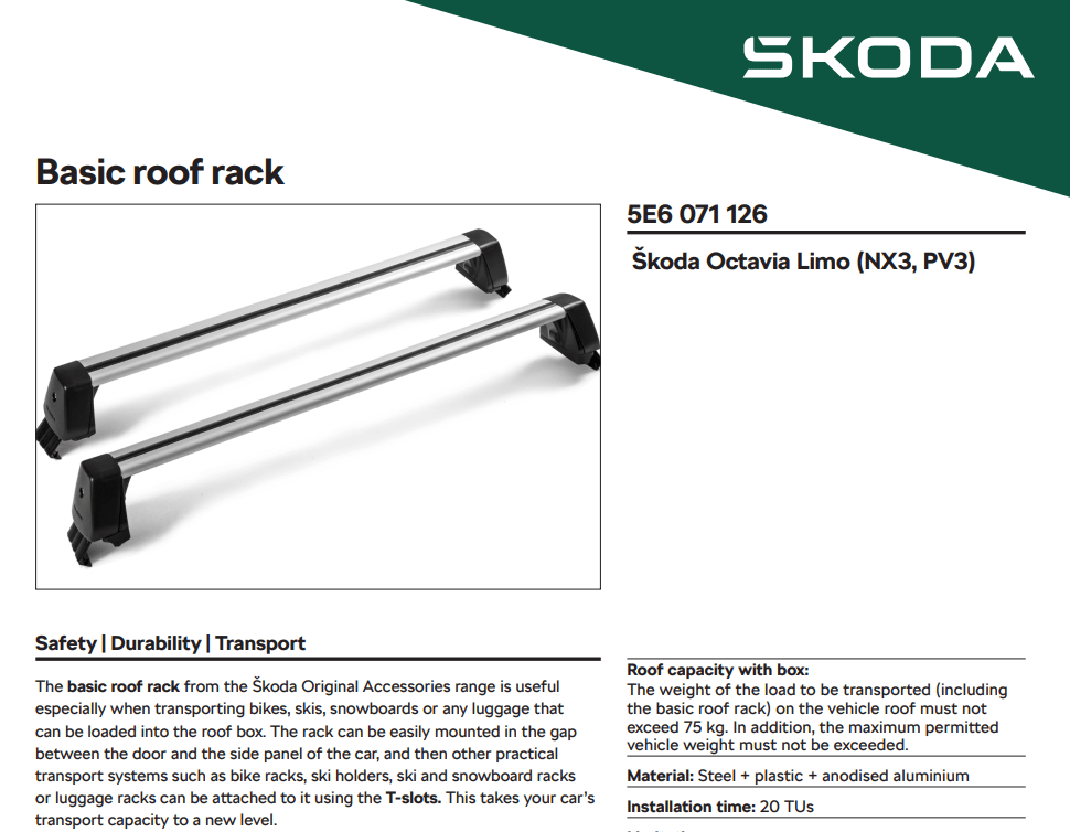 Set Bare Transversale SKODA Octavia IV 2020+ - CarFun.ro - Accesorii Originale