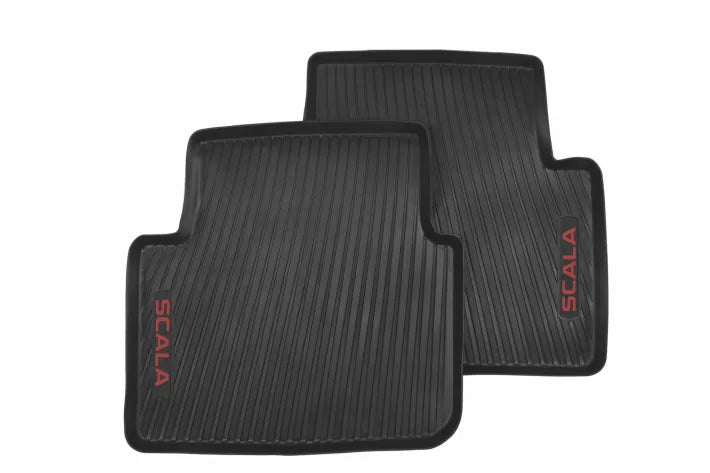 Set covorase all - weather spate Skoda Scala – TPE rezistent, inscriptie rosie - CarFun.ro - Accesorii Originale