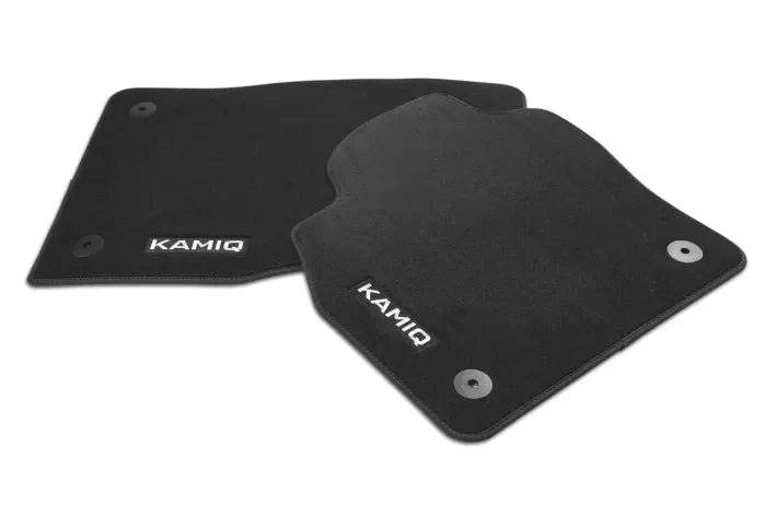 Set Covorase Textile Skoda Kamiq "Prestige", Fata si Spate, Negru cu Inscripție Kamiq - CarFun.ro - Accesorii Originale
