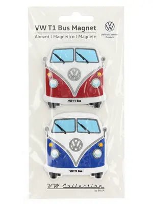 Set Magneti Soft Volkswagen T1 Bulli Bus, 2 Bucati - Rosu & Albastru, Model Frontal - Volkswagen Shop