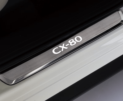 Set praguri usi iluminate Mazda CX - 80 din otel inoxidabil cu logo - CarFun.ro - Accesorii Originale