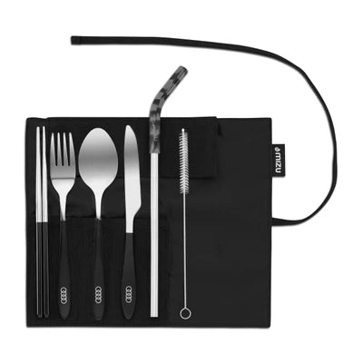 Set tacamuri Audi Mizu inox cu husa negru - CarFun.ro - Accesorii Originale