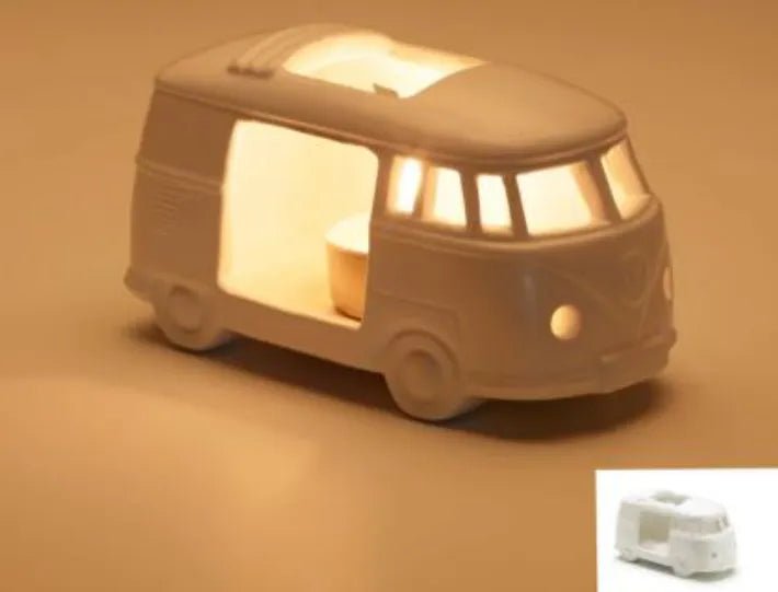 Suport pentru lumanari Volkswagen T1 - din portelan, alb, 13.3 cm - Volkswagen Shop
