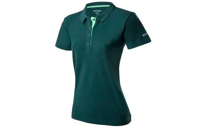 Tricou Polo pentru femei Škoda, verde emerald - CarFun.ro - Accesorii Originale