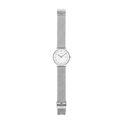 Ceas original Audi - quartz Ronda 515 - bratara milanese otel inoxidabil - alb/argintiu