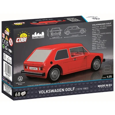Jucarie constructie Volkswagen Golf 1, 64 piese, scara 1:35, rosu