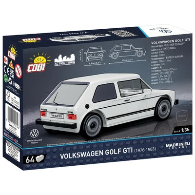 Jucarie constructie Volkswagen Golf 1 GTI, 64 piese, scara 1:35, alb