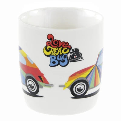 Cana mare originala Volkswagen design Beetle alb cu flori New Bone China