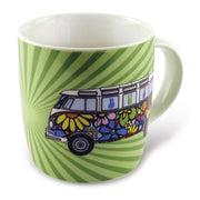 Ceasca cafea New Bone China cu design VW Bulli, colectia Klang und Kleid Verde Flower