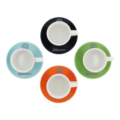 Set 4 cesti espresso Klang und Kleid Colours cu motiv VW Bulli - vedere de sus