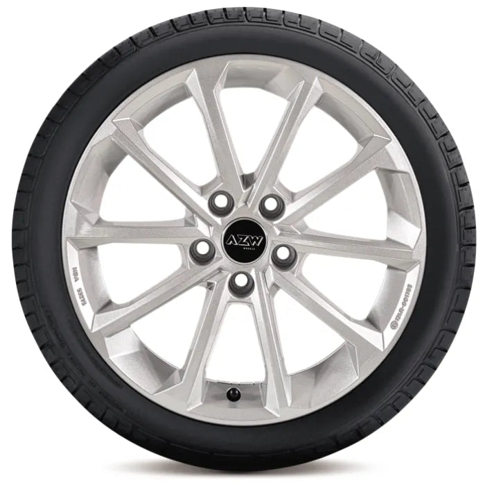 Set roți iarnă Audi Q3 17" cu jante argintii AZW Diamant și anvelope Bridgestone Blizzak 6