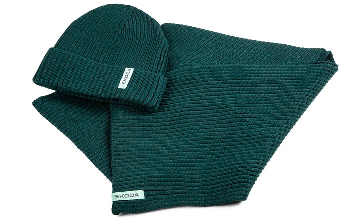 Set caciula si fular Skoda verde emerald