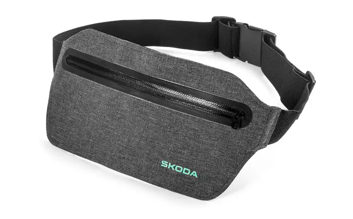 Borseta Skoda – gri cu branding verde electric, 100% poliester - CarFun.ro - Accesorii Originale