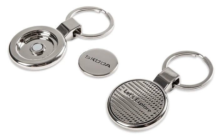Breloc Skoda metalic cu jeton carucior - CarFun.ro - Accesorii Originale
