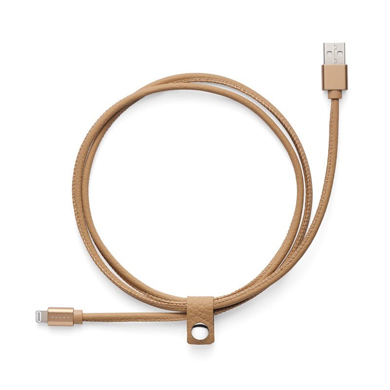 Cablu incarcare original Volvo Reimagined – Lightning la USB, piele reciclata Amber - CarFun.ro - Accesorii Originale