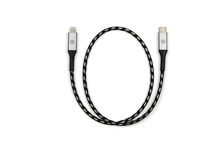 Cablu incarcare premium Volkswagen USB - C la Apple Lightning 50cm cu logo iluminat - CarFun.ro - Accesorii Originale