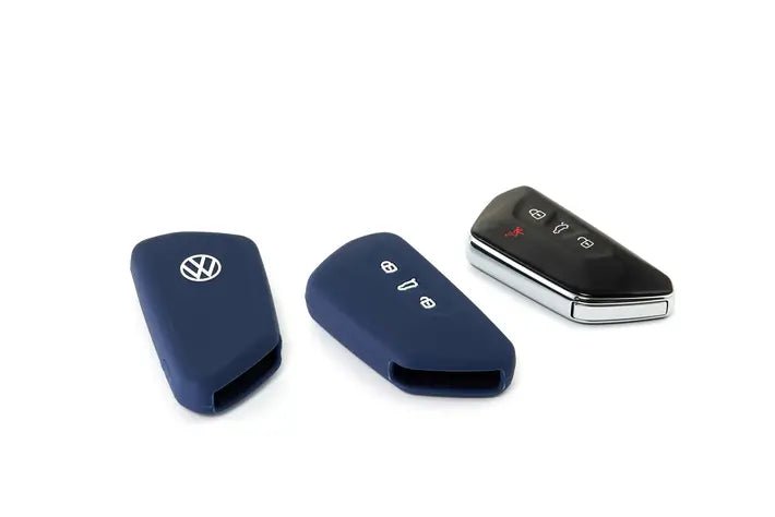 Capac cheie silicon Volkswagen – 3 butoane, culoare albastru inchis - CarFun.ro - Accesorii Originale