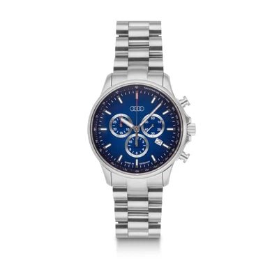 Ceas Audi Chronograph inox argintiu albastru - CarFun.ro - Accesorii Originale