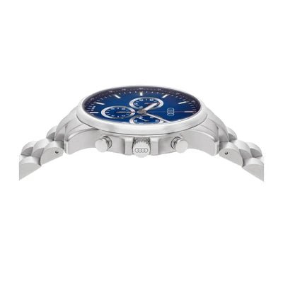 Ceas Audi Chronograph inox argintiu albastru - CarFun.ro - Accesorii Originale