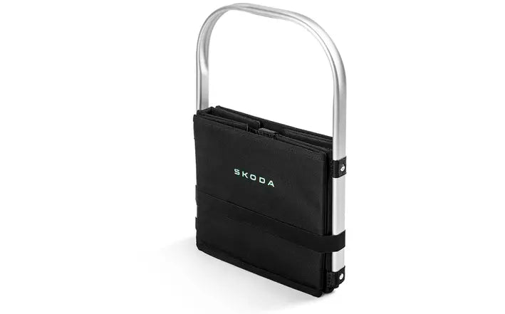 Cos cumparaturi pliabil Skoda, material 600D Polyester, maner aluminiu, negru - CarFun.ro - Accesorii Originale