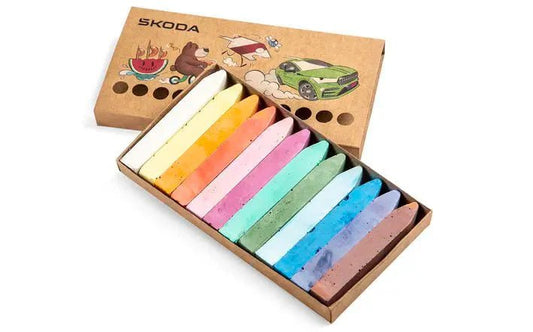 Creta de Desenat Skoda pentru Copii, Set 12 Bucati - CarFun.ro - Accesorii Originale