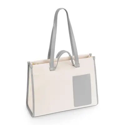 Geanta Audi Damen Shopper canvas reciclat piele crem gri - CarFun.ro - Accesorii Originale