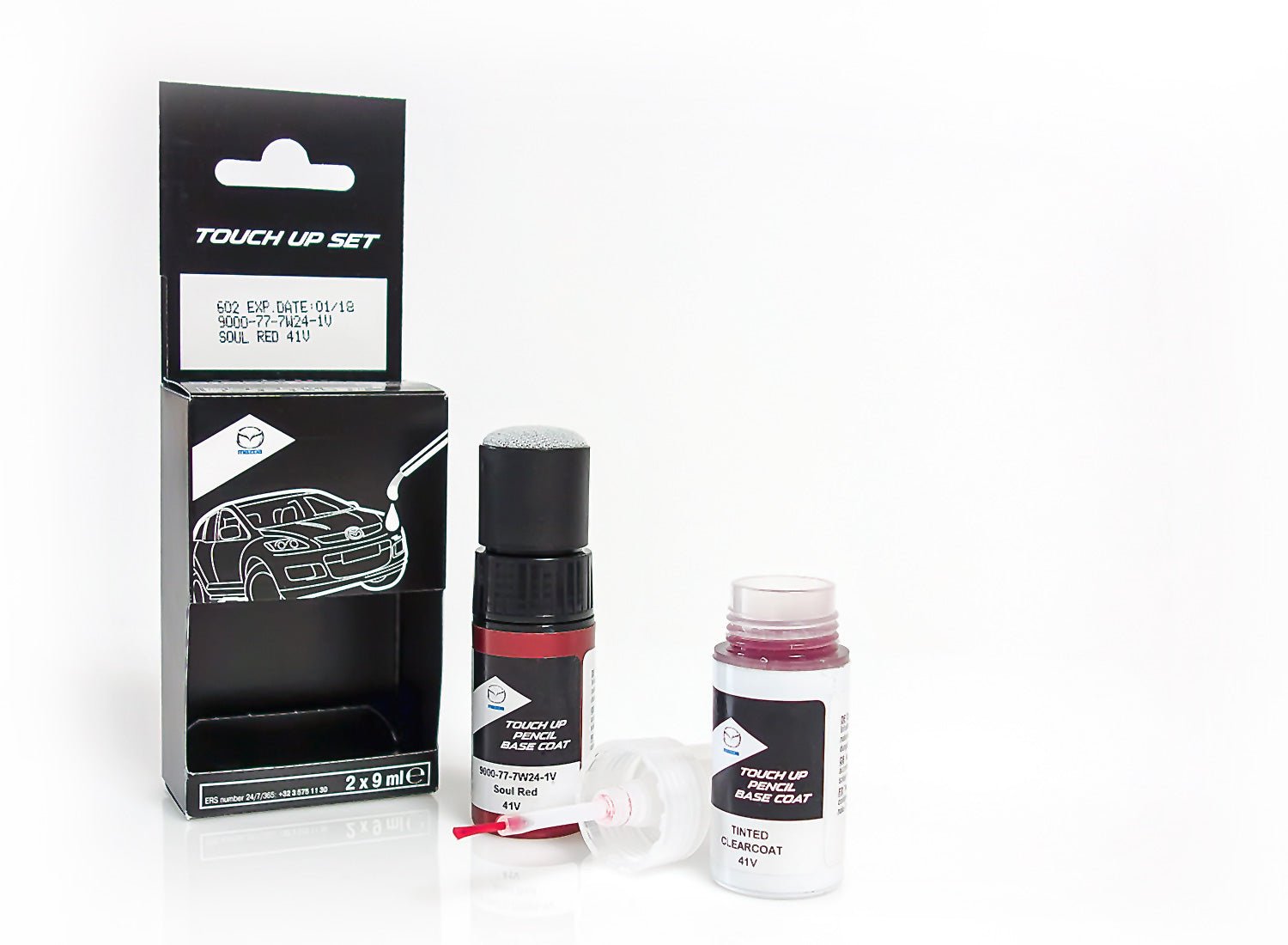 Lac retus original Mazda 46V Magmarot + lac transparent 9ml - CarFun.ro - Accesorii Originale