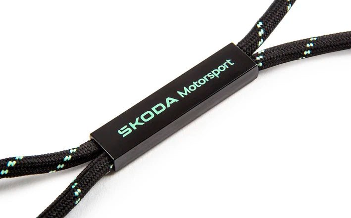 Lanyard Skoda Motorsport negru electric green - CarFun.ro - Accesorii Originale