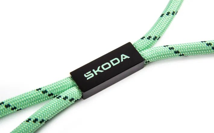 Lanyard Skoda – verde electric cu logo metalic - CarFun.ro - Accesorii Originale
