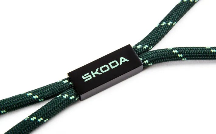 Lanyard Skoda – verde emerald cu logo metalic - CarFun.ro - Accesorii Originale
