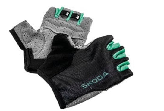 Manusi scurte ciclism Skoda, negru si electric green - CarFun.ro - Accesorii Originale Auto