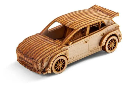 Model auto Skoda Fabia RS Rally2 din lemn, pentru fani motorsport și bricolaj - CarFun.ro - Accesorii Originale