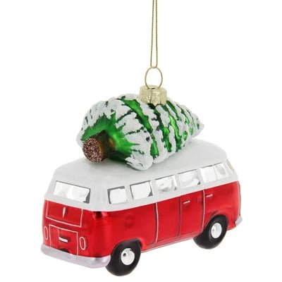 Ornament Craciun VW T1 Bus din sticla – decoratiune hand - made - CarFun.ro - Accesorii Originale
