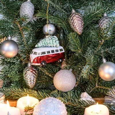 Ornament Craciun VW T1 Bus din sticla – decoratiune hand - made - CarFun.ro - Accesorii Originale