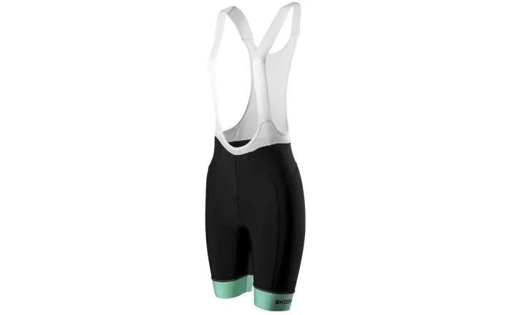 Pantaloni ciclism pentru femei Skoda, cu bretele, negru/electric, marimi XS - XXL - CarFun.ro - Accesorii Originale