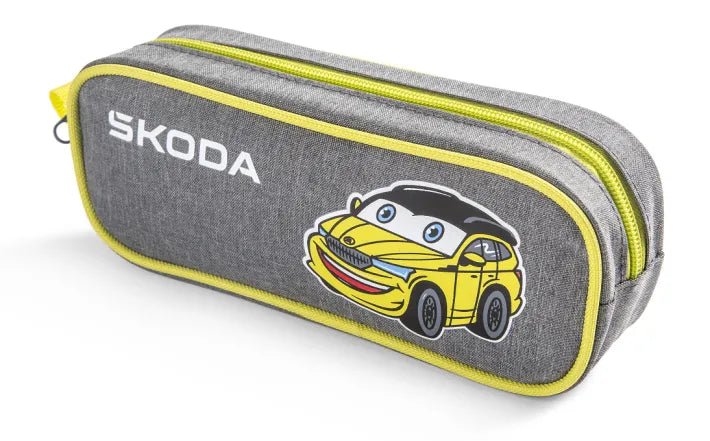 Penar copii original Skoda – gri cu verde limeta, 21x9x5 cm, material 100% poliester - CarFun.ro - Accesorii Originale