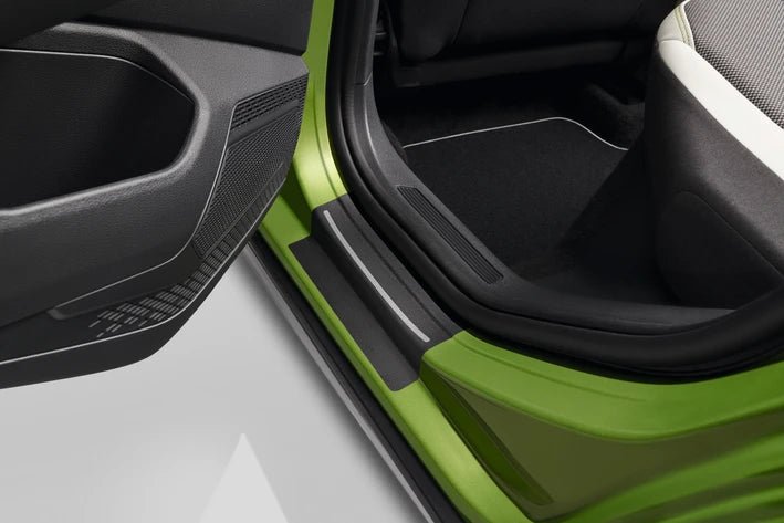 Protectie pentru pragul lateral, originala Volkswagen Polo (AW1) 2018 - >, Taigo (CS1) 2022 - >, folie neagra - CarFun.ro - Accesorii Originale