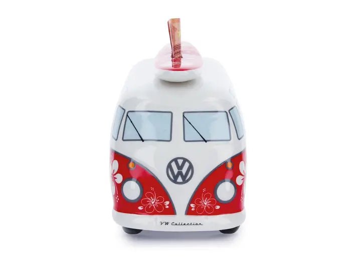 Pusculita Volkswagen T1 Bus Samba scara 1:18 cu surfboard ceramica - CarFun.ro - Accesorii Originale