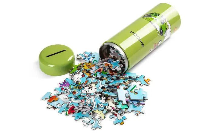 Puzzle Skoda pentru copii, 64 de piese, in cutie de aluminiu - CarFun.ro - Accesorii Originale