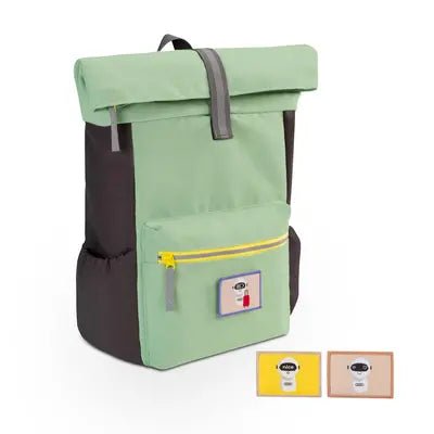 Rucsac copii Audi verde rolltop cu badge - uri - CarFun.ro - Accesorii Originale