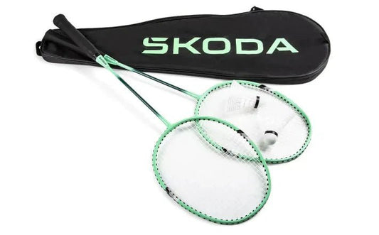 Set Badminton Skoda cu Rachete si Fluturasi, Verde Electric si Verde Smarald - CarFun.ro - Accesorii Originale