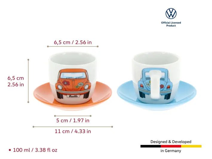 Set cesti espresso Volkswagen Kafer 100ml - CarFun.ro - Accesorii Originale