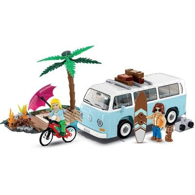 Set constructie Volkswagen T2b Strand 1:35 – 292 piese, 2 figurine si pisica - CarFun.ro - Accesorii Originale