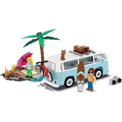 Set constructie Volkswagen T2b Strand 1:35 – 292 piese, 2 figurine si pisica - CarFun.ro - Accesorii Originale