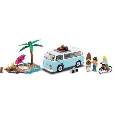 Set constructie Volkswagen T2b Strand 1:35 – 292 piese, 2 figurine si pisica - CarFun.ro - Accesorii Originale