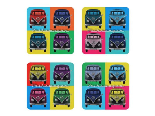 Set de 4 Suporturi de Pahare Volkswagen T1 Bus, Design Retro "Bulli" Campervan - Volkswagen Shop
