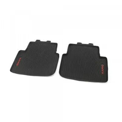 Set de covorase all - season Skoda pentru spate, Kamiq NW4, negru, cu inscriptie rosie - CarFun.ro - Accesorii Originale